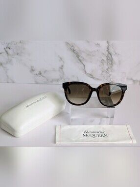 Alexander McQueen AM0304SK Havana Tortoise Gradient Sunglasses NWT Made In Italy